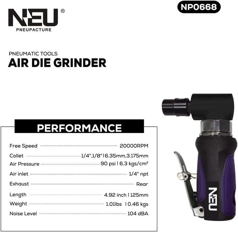Mini Air Die Grinder Right Angle 20000Rpm with  Collet Apply to Working in Tight