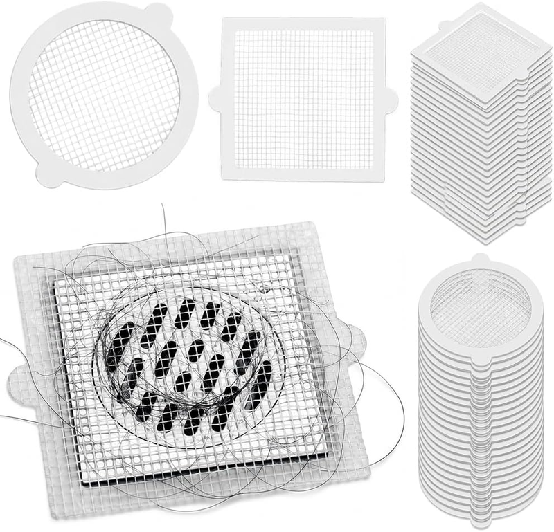 40Pcs Disposable Shower Drain Hair Catcher Set with Strong Adhesive Fit, Mesh Dr