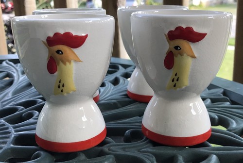 Vintage Holt Howard Egg Cup Set 1950s Rooster Farmhouse Rustic Easter Decoration
