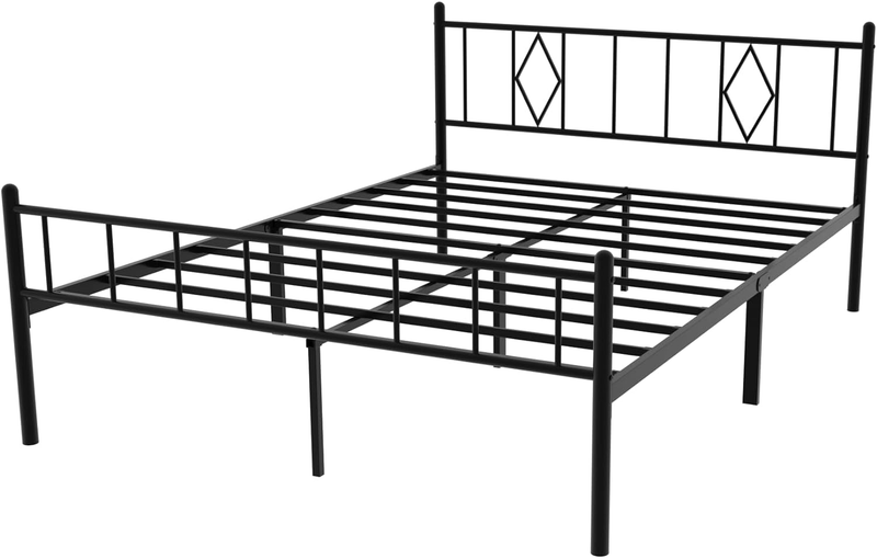 Queen Size With Headboard And Footboard, Heavy Duty Metal Pl