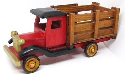 Vintage Wooden Stake Body Truck, with Removable Advertising Board. Measures 10"