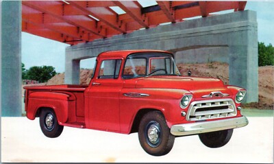 1957 Chevrolet Task Force Pickup - Dealership Advertisement - Chrome Postcard