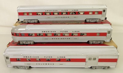 AMERICAN FLYER SET #20193 W/21813 MSTL DIESEL & (3) PASS. CARS-VG+ ORIG!