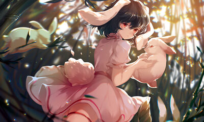 Anime girls touhou inaba tewi bunny girl rabbits black Playmat Game Mat Desk
