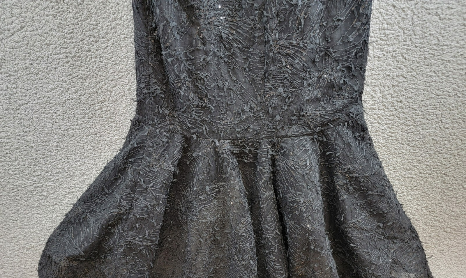 Teri Jon by Rickie Freeman Sequin Embroidered One Shoulder Gown Women's 8 Black - Picture 11 of 15