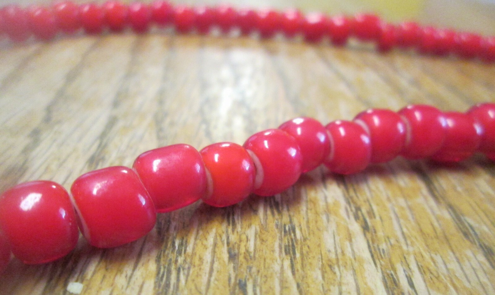 African Trade Beads Vintage Venetian Glass Red White Heart Beads