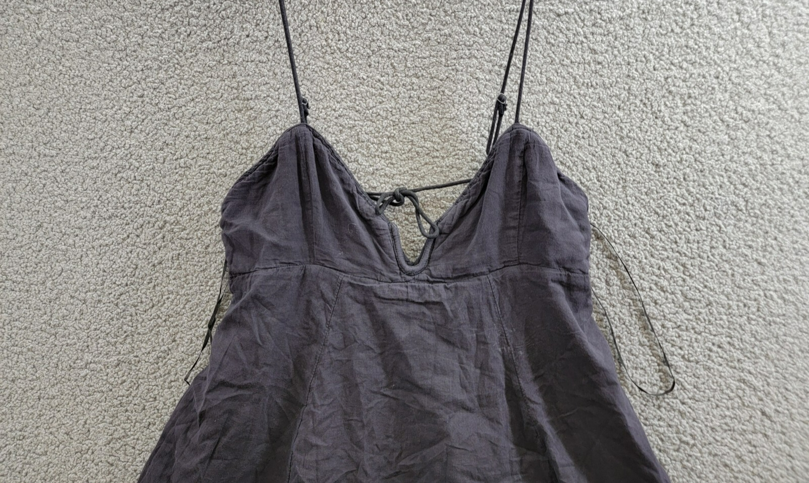 Free People Altura Mini Dress Women's L Black Sleeveless Linen Blend Back Zip - Picture 3 of 17