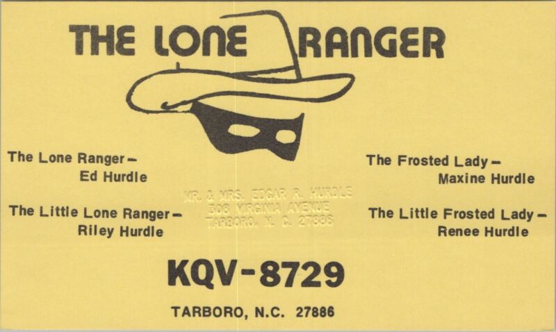 CB radio QSL postcard Ed Riley Maxine Renee Hurdle 1970s Tarboro North Carolina