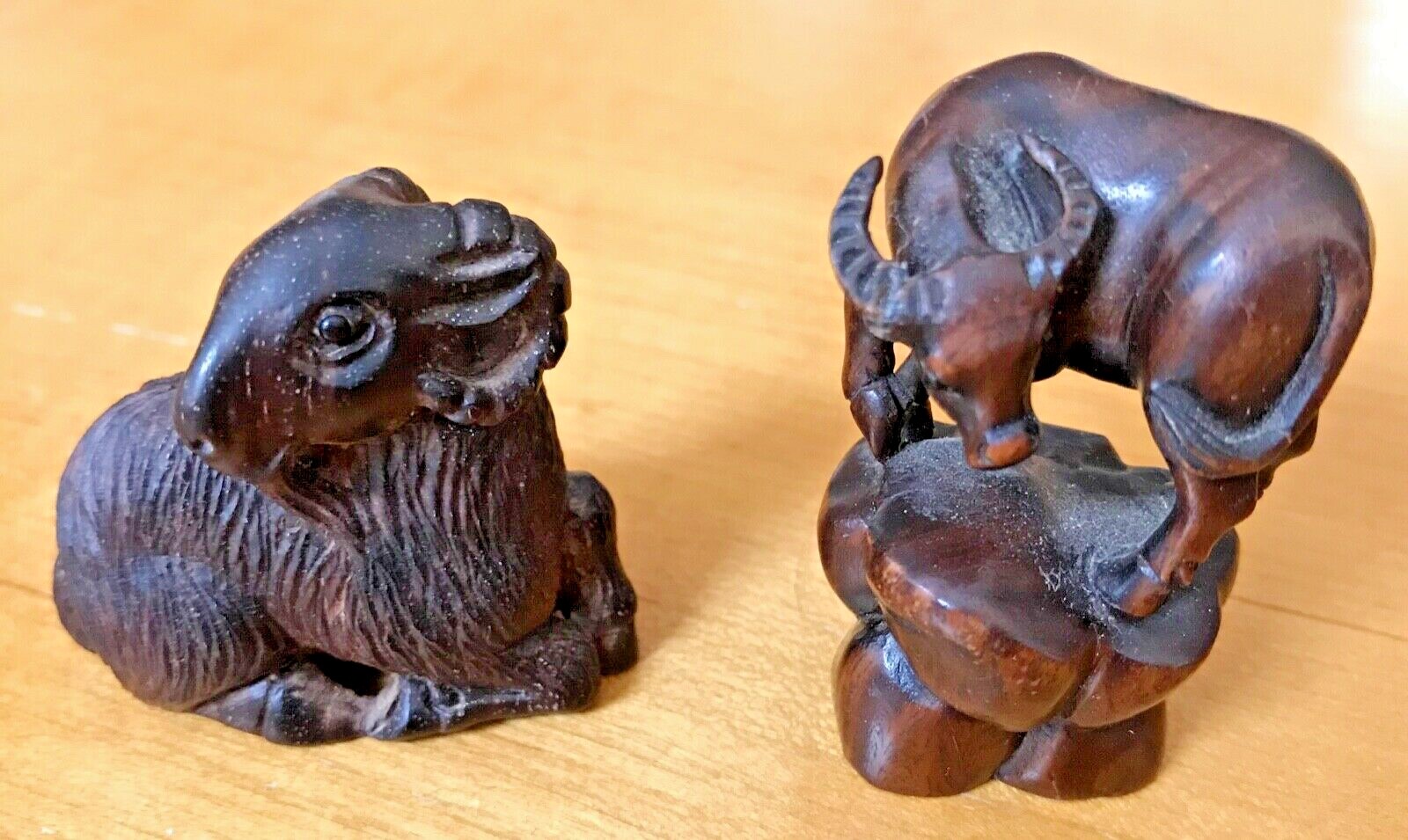 Set of Chinese Zodiac Carved Wood Sculptures Zodiac Horoscope Figures with Stand