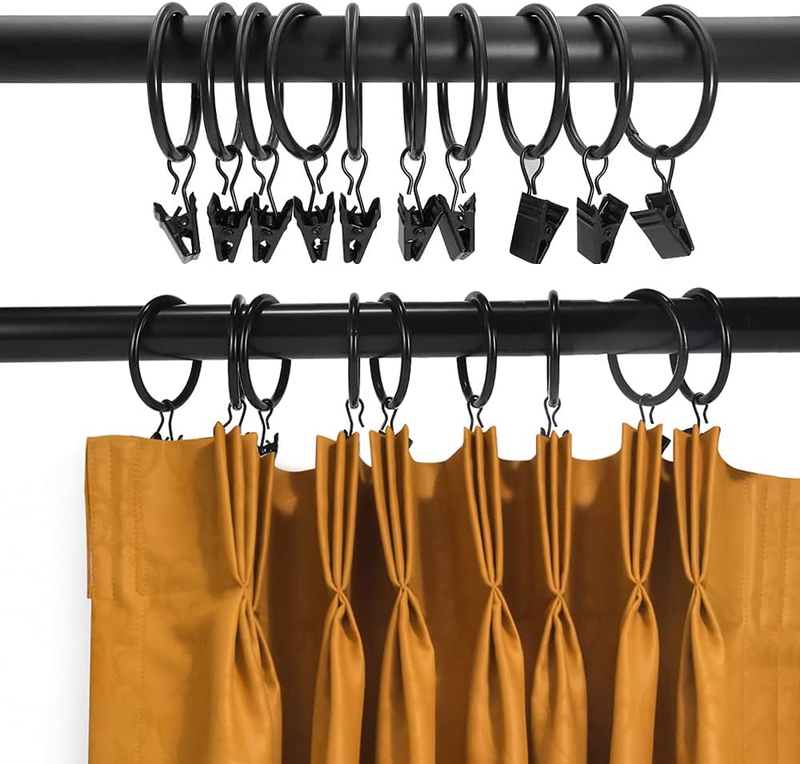 40 Pcs Curtain Hooks, 1.5 inch Curtain Rings, Rustproof Curtain Rings with Clips