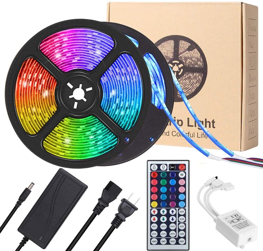32ft LED Strip Lights Remote Control Bedroom Waterproof for Indoor Outdoor Use