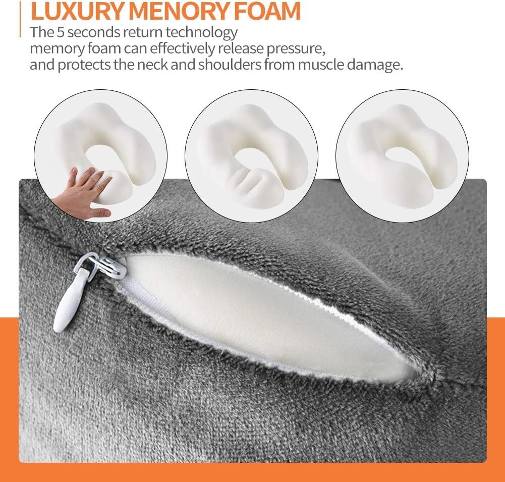 Almohada el cuello la cabeza de espuma viscoelástica para avión y viaje automóvi