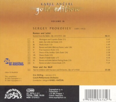 KAREL ANCERL PROKOFIEV: ROMEO AND JULIET; PETER AND THE WOLF NEW CD