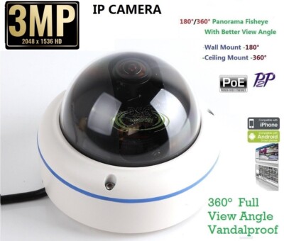 3.0MP 1080P Mini POE IP Camera Fish Eye Wide Lens outdoor Security Network US