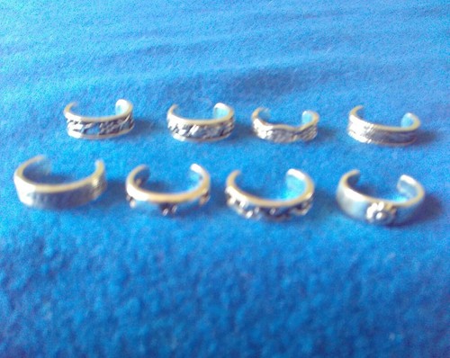 New 8Pcs Elegant Women 925 Sterling Silver Toe Ring Adjustable Jewelry Valentine