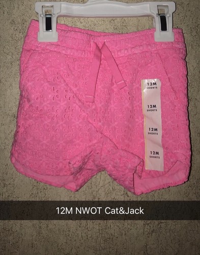 Toddler Girls CAT & JACK Lot of 3 Shorts Comfy Size 12 Months Stretch Infant New