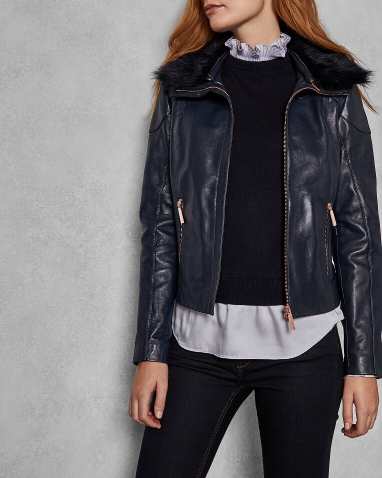 Ted Baker Leather Jacket (women's) With Removable fur collar. in North London, London Gumtree