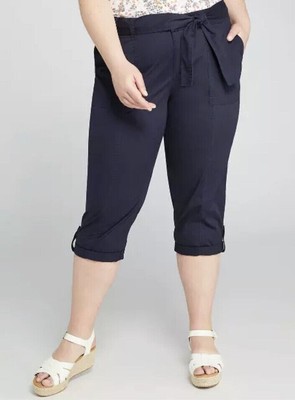 Lane Bryant Belted Utility Poplin Pedal Capri Pants Plus Size 20 Navy Blue