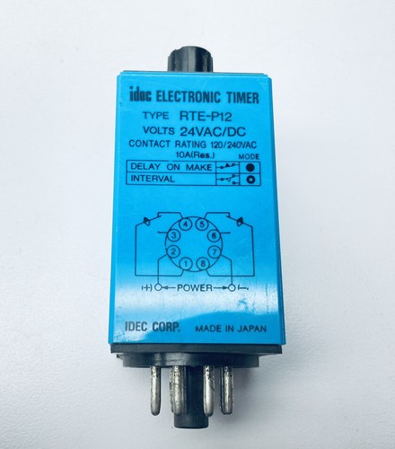 IDEC RTE-P12 ELECTRONIC TIMER 24VDC 120VAC 10AMPS 8-PIN DELAY ON RELAY