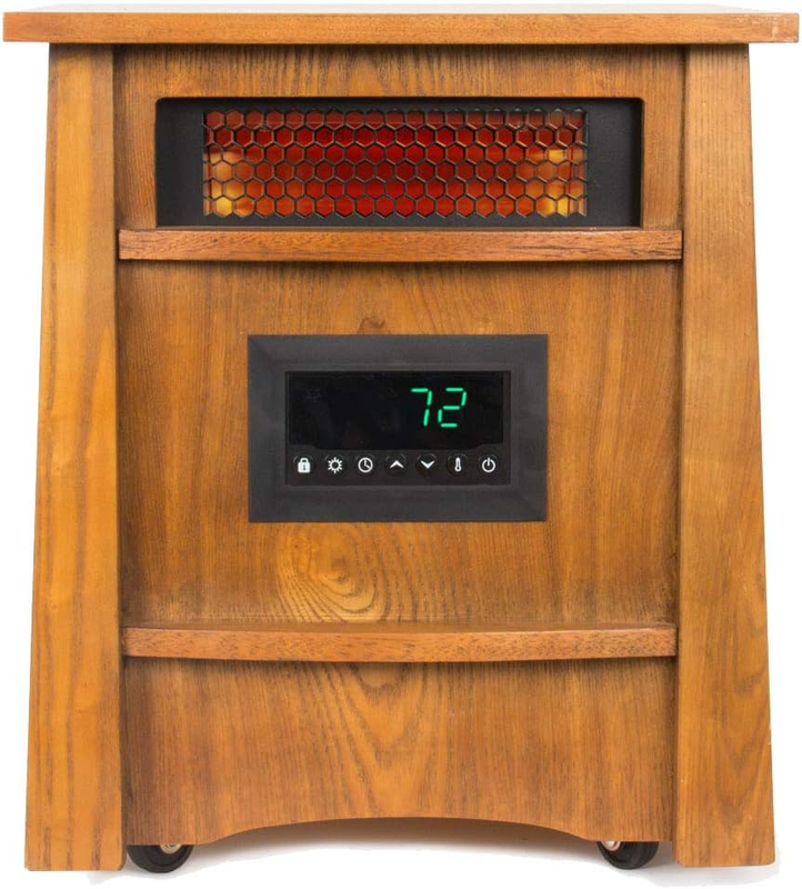 Lifelux 8 Element Electric Infrared Wooden Large Room Space Heater (2 Pack)