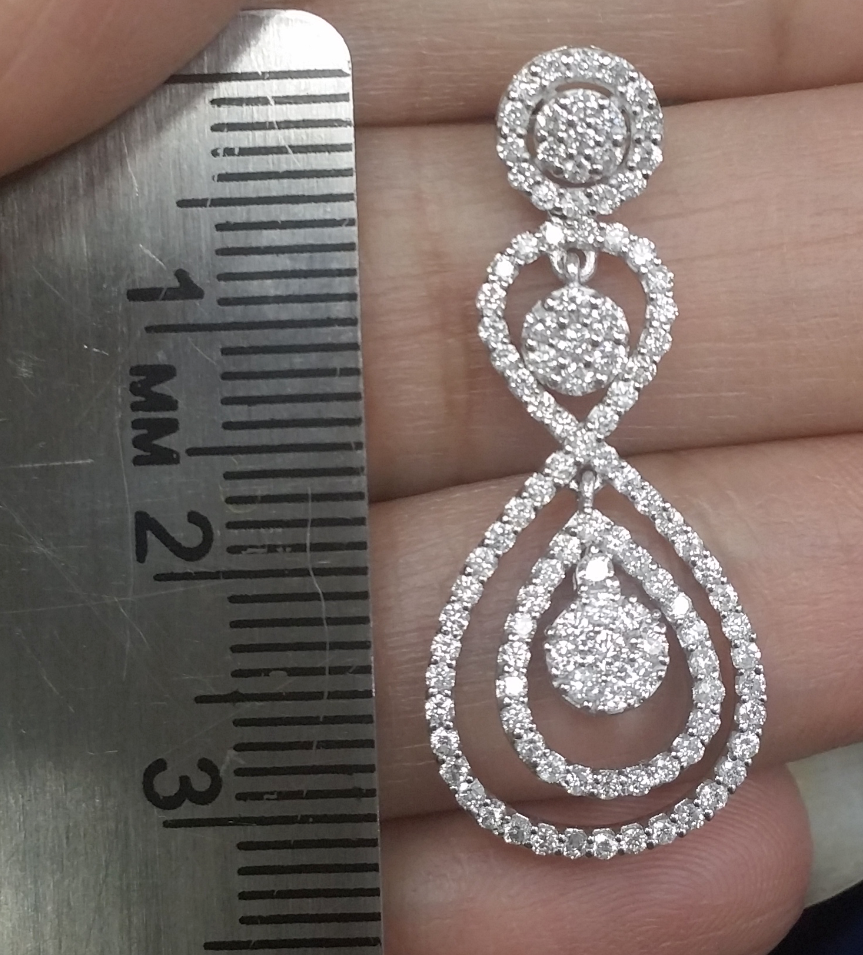 Pre-owned Handmade Deal 1.70ct Natural Round Genuine Diamond Drop Dangle Earrings 14k White Gold