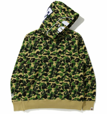 A BATHING APE MENS ABC CAMO 2ND APE WIDE FIT PULLOVER HOODIE Green