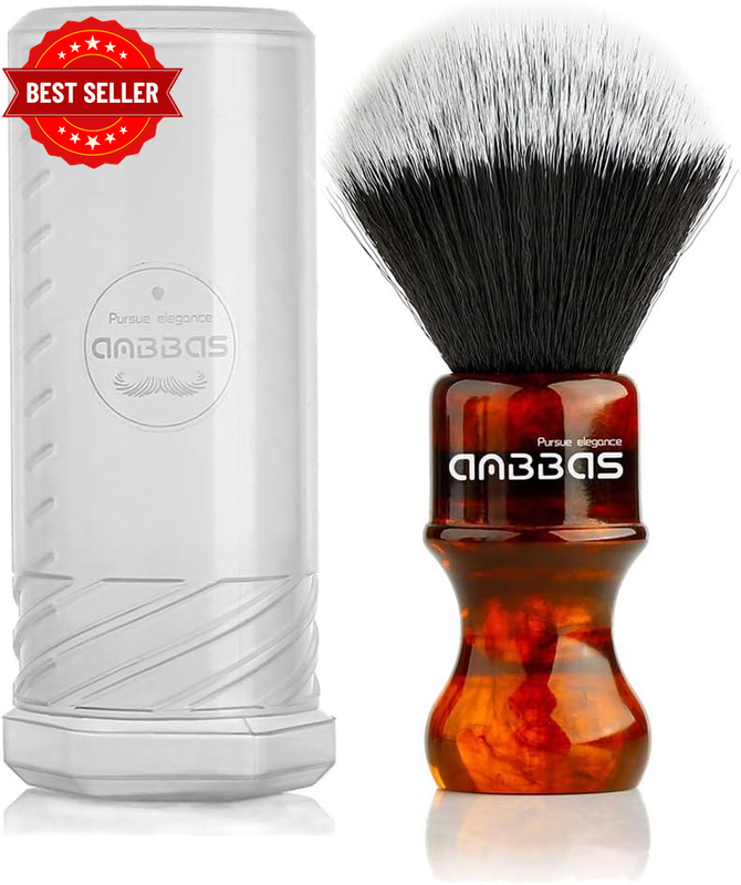 Synthetic Badger Shaving Brush with Resin Handle,Nylon Bristles Hair Lathering F