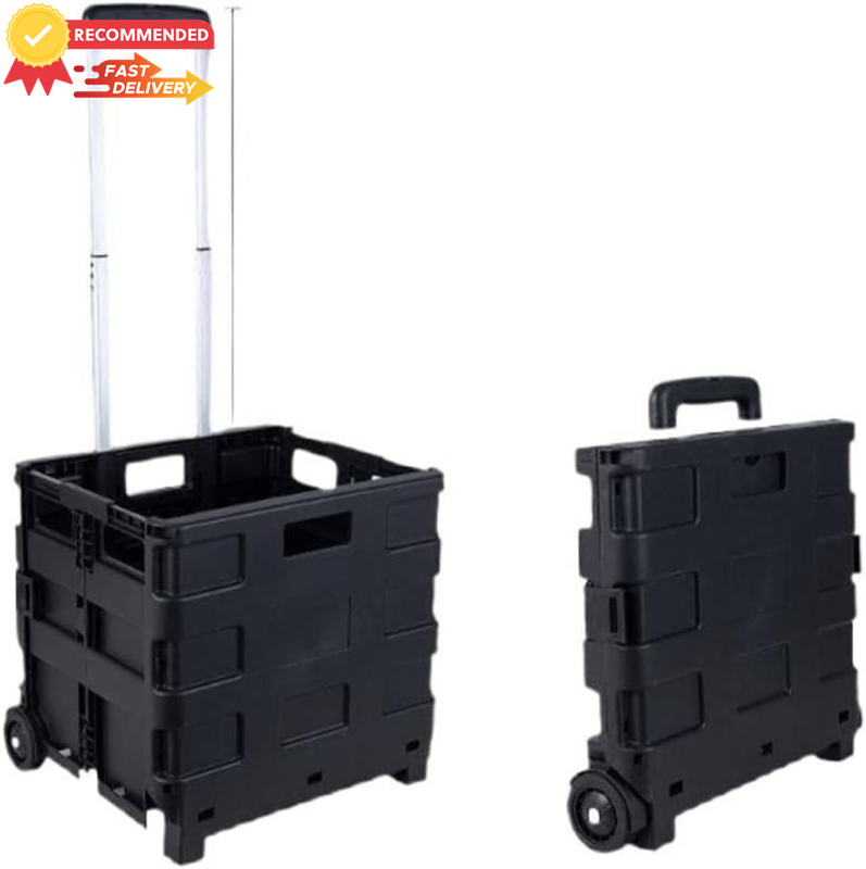 Collapsible Shopping Cart, Foldable Trolley with Lid, Portable 40x36cm