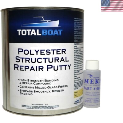 Polyester Structural Repair Putty - Marine Grade Long Strand Fiber Fiberglass...