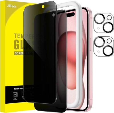 Privacy Screen Protector for iPhone 15 6.1-Inch with Camera Lens Protector| Anti