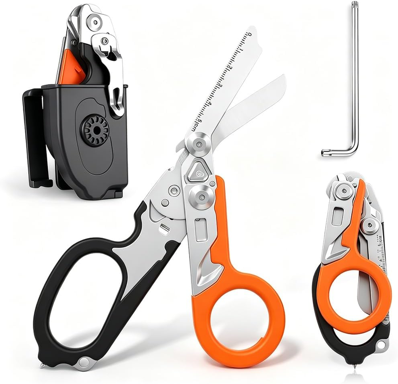 Multitool Rettungsschere 6 in 1 Notfall Klappschere für Rettungskräfte