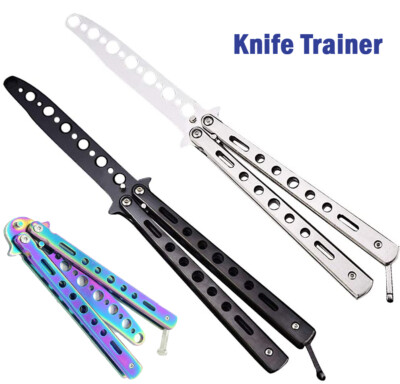 New Butterfly Training Knife Comb Trainer Metal Non Sharp Dull Practice Tool
