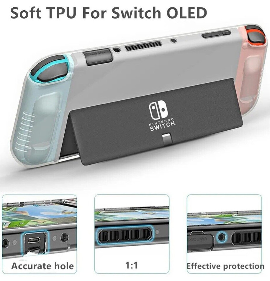 OLED Switch Case, Clear, Thin, TPU Silicone, NS