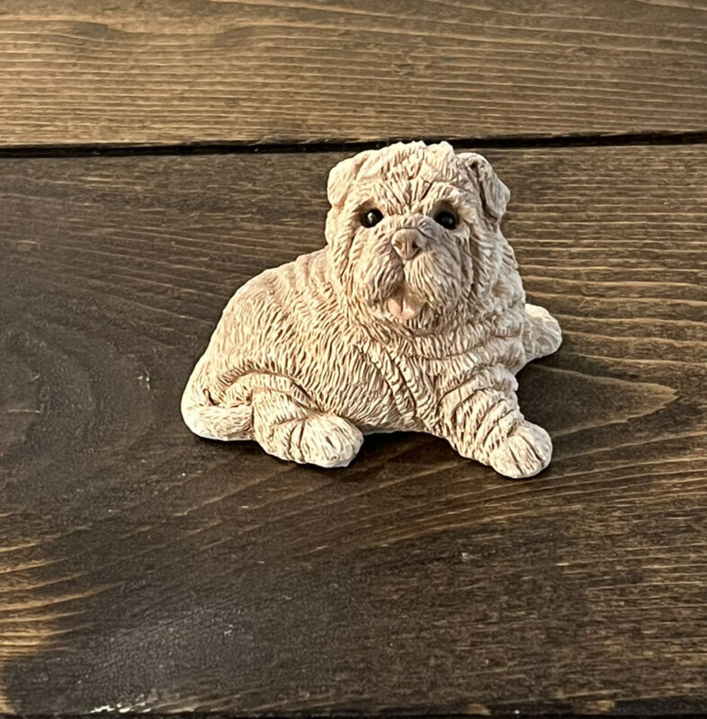 Vintage Shar Pei Dog Stone Critters 2" Wrinkled Tongue Out Figurine