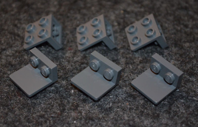 (6) 1x2 - 2x2 Dark Gray Up 90 Deg Angle Change Bracket Bricks ~ NEW Lego Parts ~