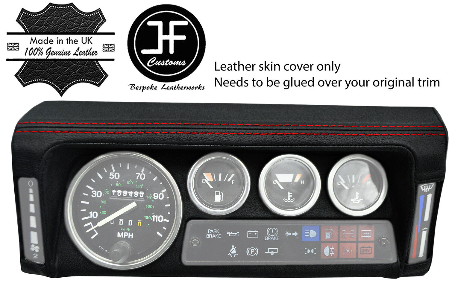 RED STITCH SPEEDO SURROUND TOP GRAIN LEATHER COVER FITS