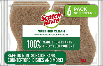 Scotch-Brite Greener Clean Scrub Sponges, Natural Sponges for Cleaning Kitchen