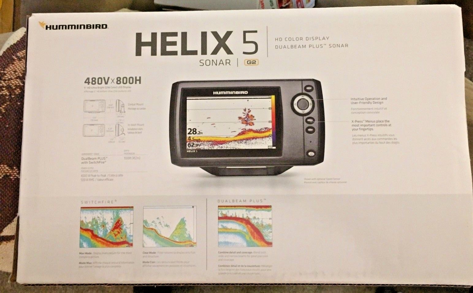 Humminbird Helix 5 Sonar G2 Fishfinder w/ 5 Color Display & Transducer 410190-1