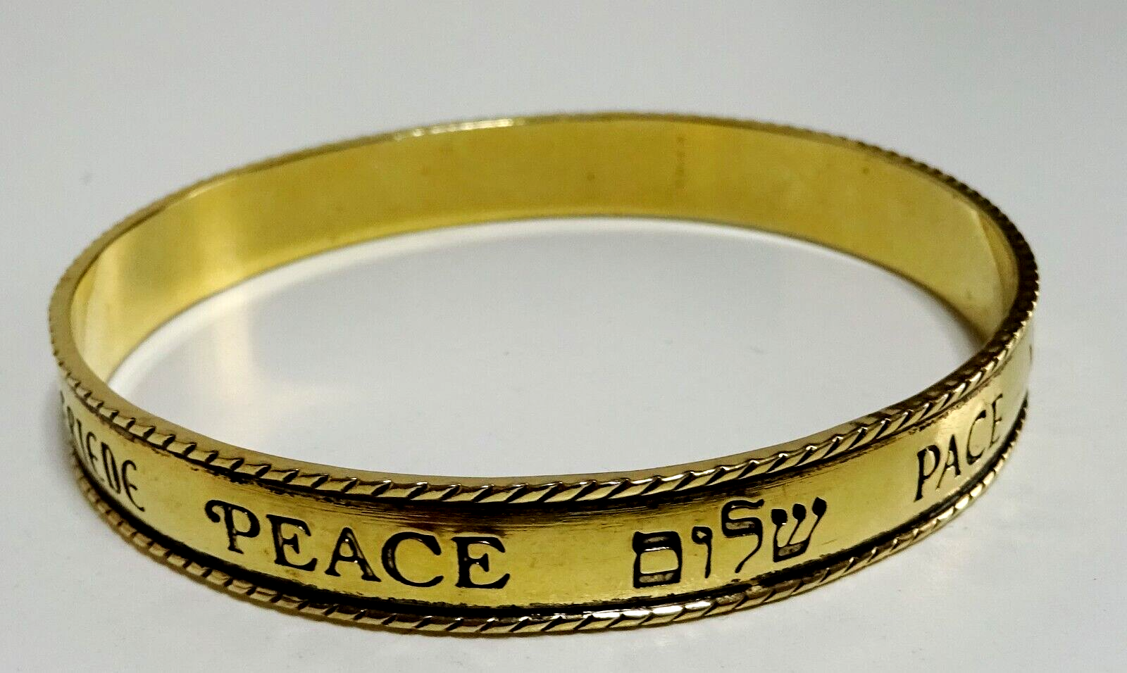 Vintage Gold Plated Bangle PEACE PACE MNP PAIX EIPHNH FRIEDE