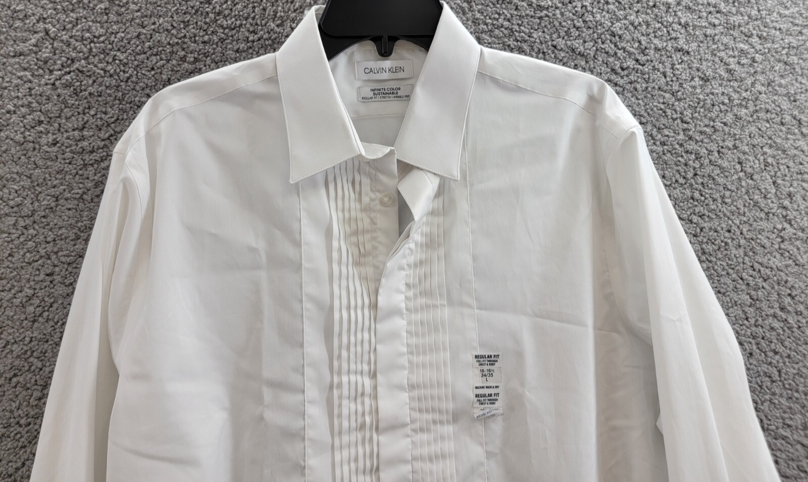 Calvin Klein Infinite Color Regular Fit Dress Shirt Men's L 34/35 16-16.5 White - Picture 3 of 17