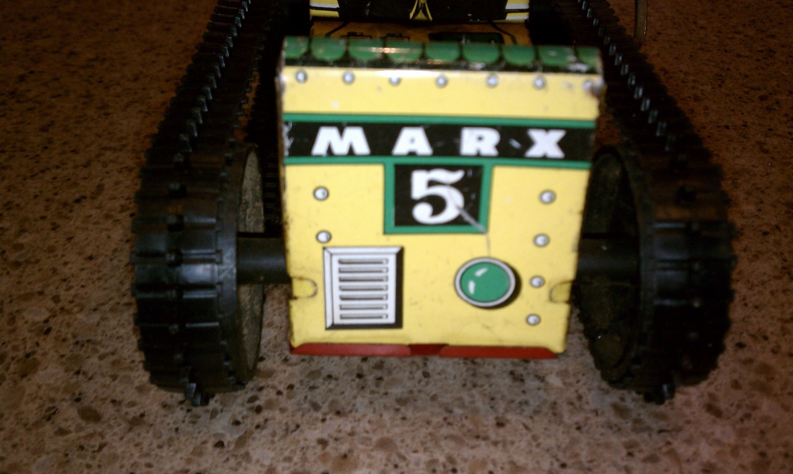 Vintage Marx No. 5 Working Green & Yellow Tin Tractor