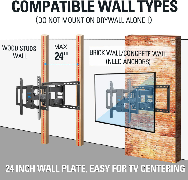 Mounting Dream TV Wall Mount Bracket for Most 42-86 Inch TVs, UL Listed Black
