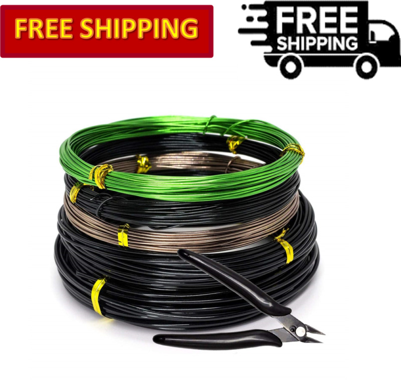 FALIDI Bonsai Wire with Cutter Kit - 5 Roll Tree Training Wires 164 Feet Total 