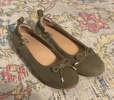 FitFlop Womens Olive Green Suede  Ballet Flats Size 7