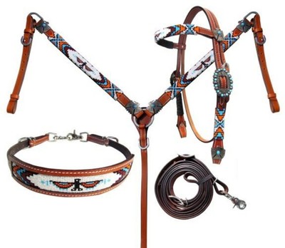 Horse Saddle Tack Bridle Western Leather Headstall Brown Rodeo Carved 78169HB