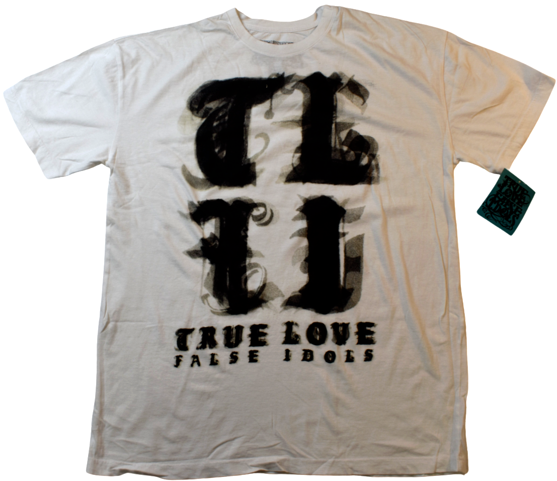 DIPSET TRUE LOVE FALSE…T shirts True Love False Idols Mens TLFI Black Letter White Shirt NWT