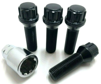   4 X EXTENDED ALLOY WHEEL BOLTS BLACK AUDI  A1 A3 A4 A5 A6 M14 x 1.5 40MM (64)