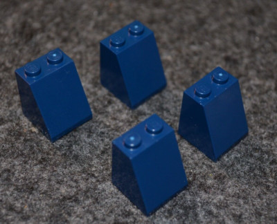 (4) 2x2x2 Dark Blue Tall Slope Brick Bricks ~ New Lego Parts ~