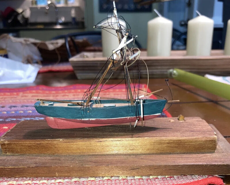Small Antique Model Boat. Needs Repair