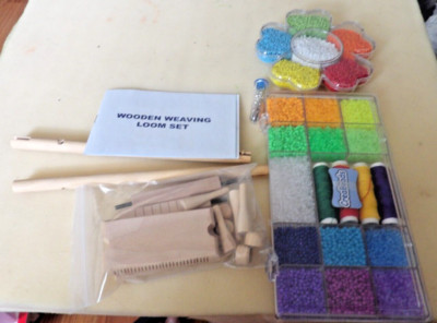 Wooden Bead Weaving Loom Set DIY With Beads ,Thread, needle, hardware